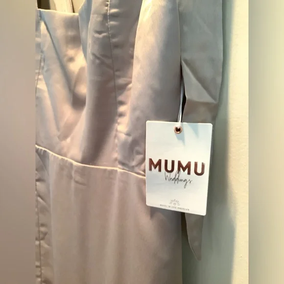 NWT Show Me Your Mumu Wedding/Party Claire Midi Dress Dune Luxe Satin Size Large - Picture 7 of 9